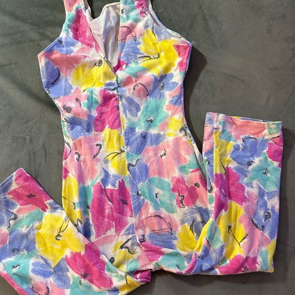 DANSKIN floral unitard YOUTH L (12-14) - Picture 1 of 8